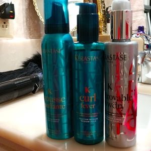 Kerastase mouse bouffant curl fever and lcrolyanle blow dry. Half amounts